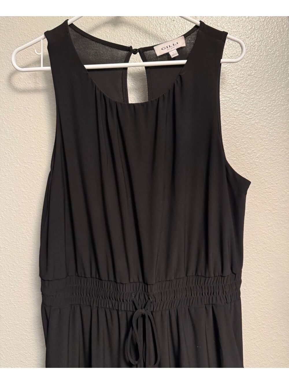 Gilli Black Sleeveless Jumpsuit  Elastic Drawstring Waist - Size Large